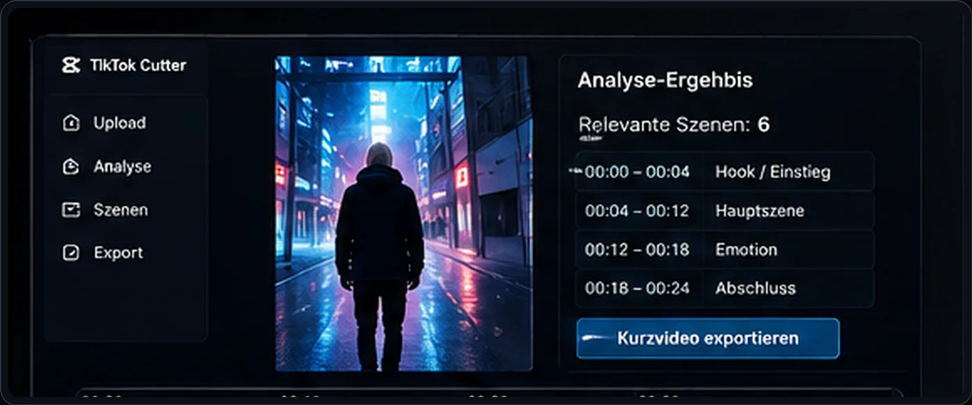 Konzeptvisualisierung der Oberfläche des Shortform Video Analyzers